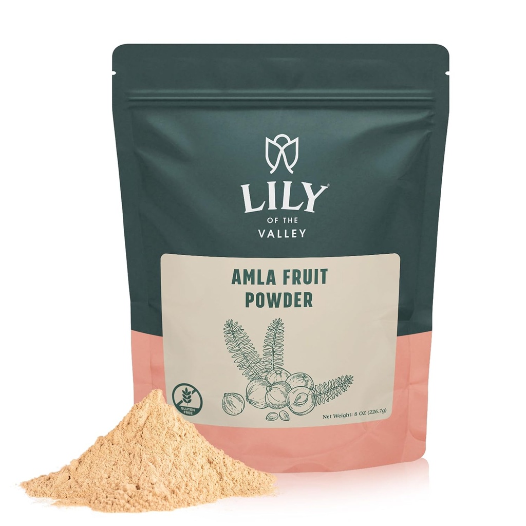 Lily do Vale Amla Berry Powder (Amalaki) - Ideal para Culinária e Beleza Cuidados - Rico em Antioxidante & Vitamina C - Natural, Vegan & Gluten-Free - Embalado em Resealable Pouch (16 oz, 453g)
