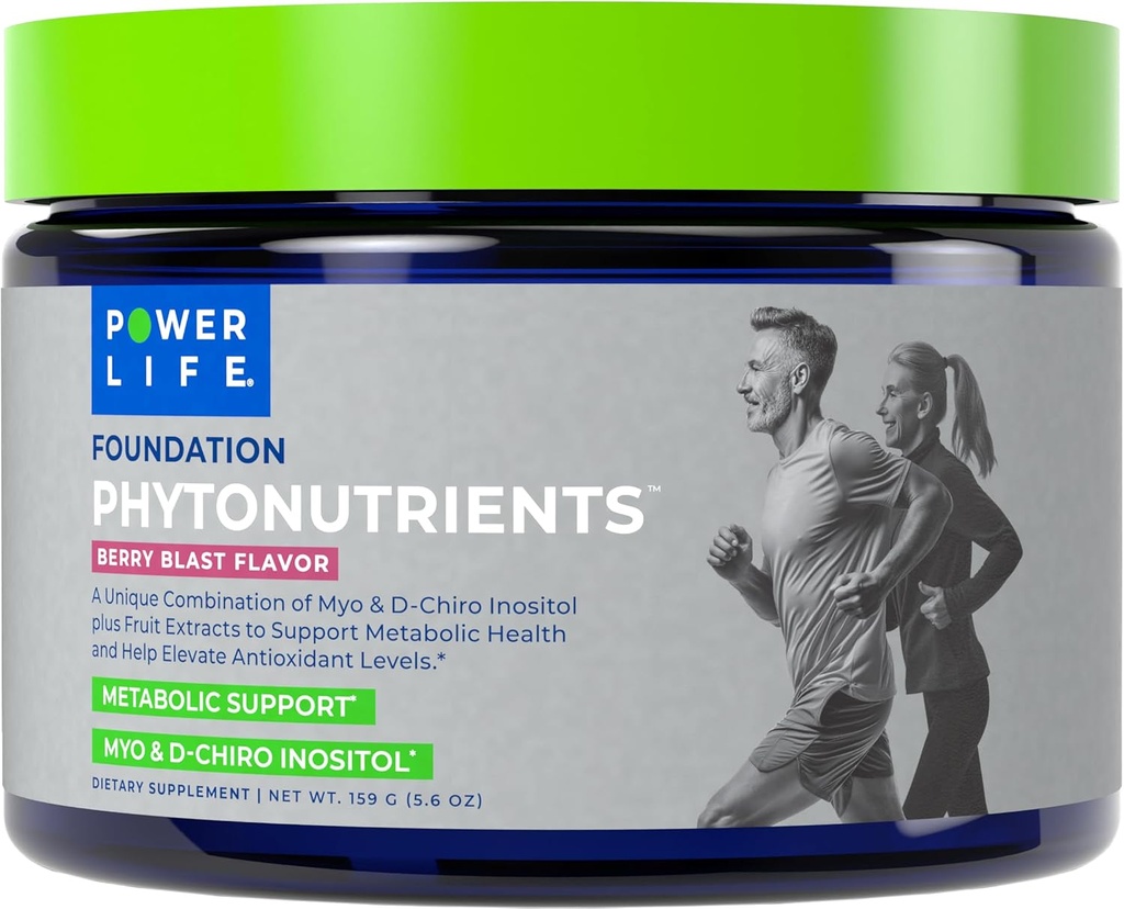 POWERLIFE - Foundation Phytonutrients - Myo-Inositol & D-Chiro-Inositol Pó com raiz de beterraba, água de coco e antioxidante ricos Super Fruits - 30 Servings