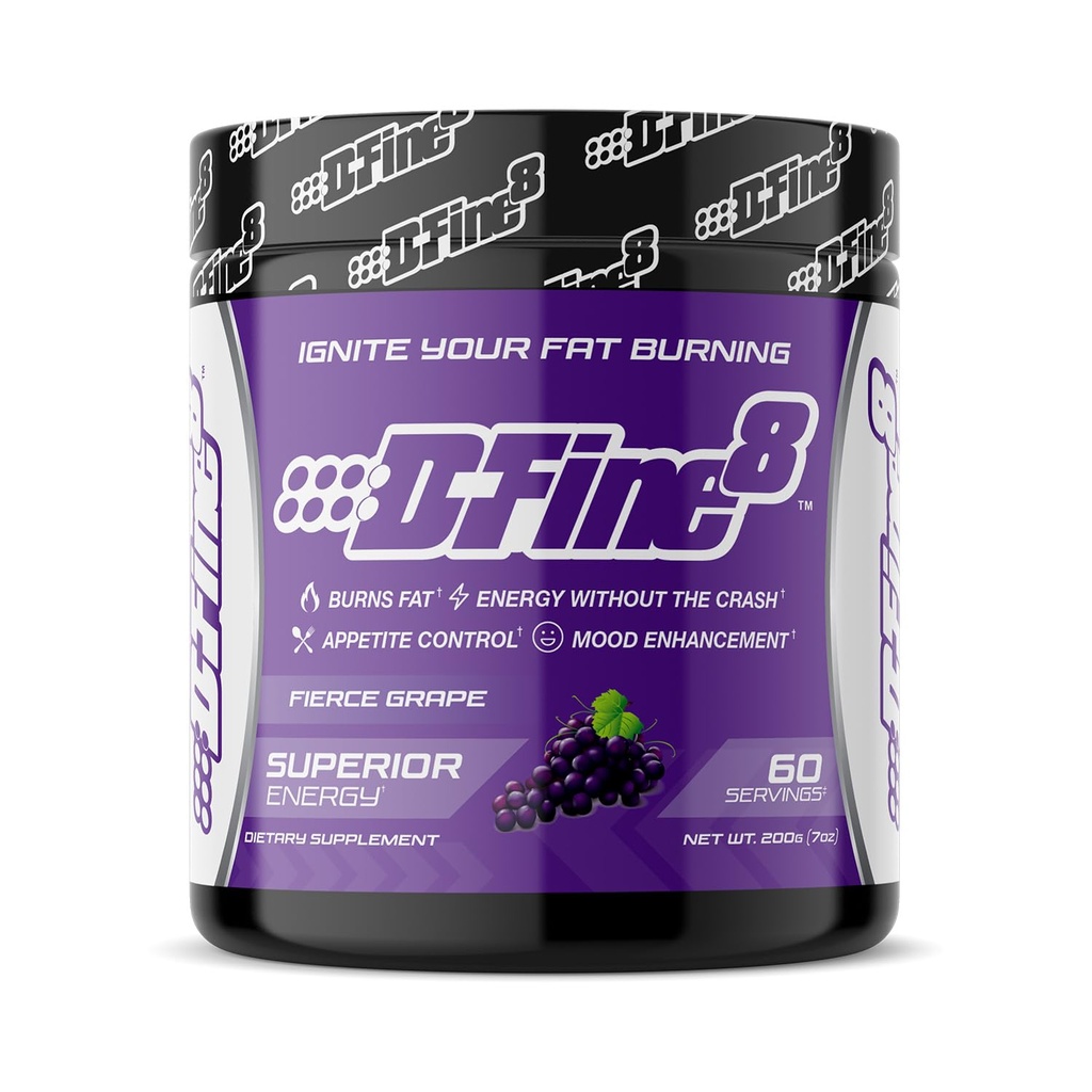 Energia termogênica pré-trabalho Pó e Shredding Suplemento, Aumentar o humor e foco de energia, Livre de açúcar, Contém Senactiv, Endurance, 300mg Cafeína, N-acetil-L-Tirosina (Fierce Grape)