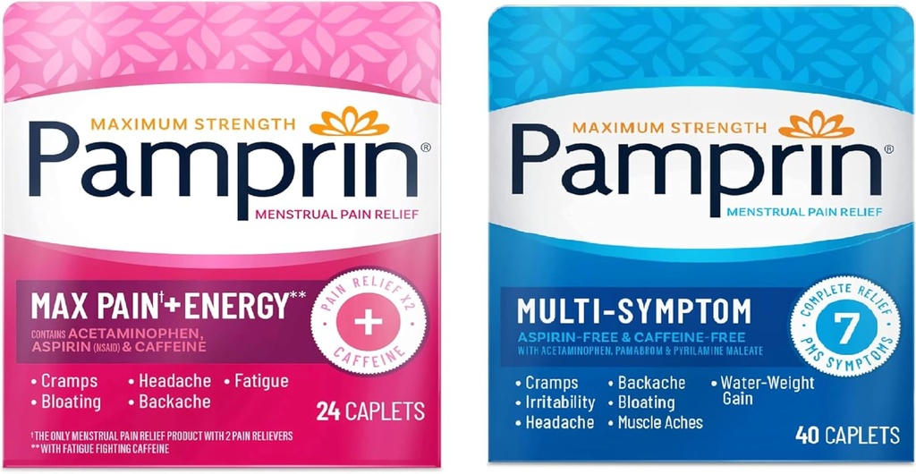 Panprin Multi-Symptom e Max Dor + Pacote de alívio do período energético