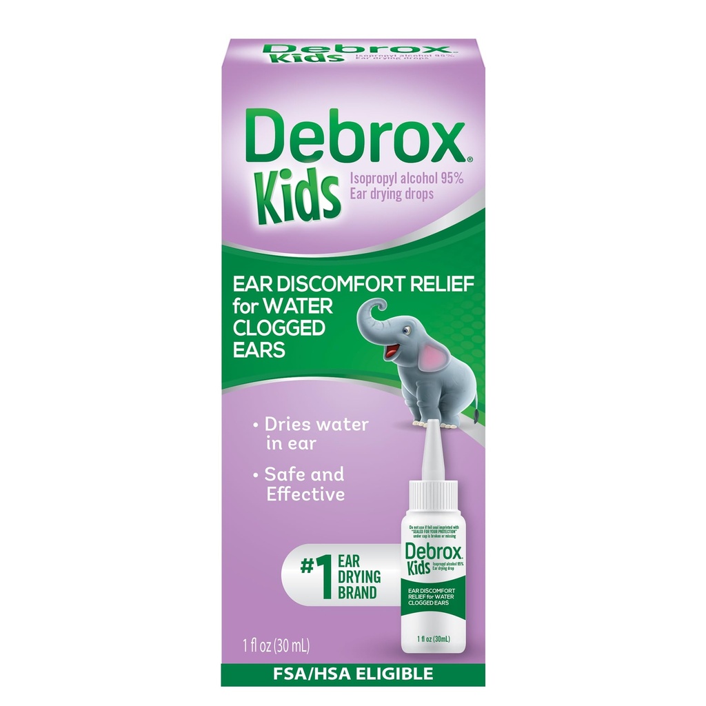 Debrox Kids Drying Drops, Kids Ear Drops for Elogged Orelhas, Orelha Desconforto alívio para atividades de água, 1 oz garrafa