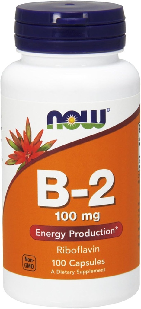 NOW Vitamina B-2 (riboflavina) 100mg, 100 Cápsulas (Pacote de 3)