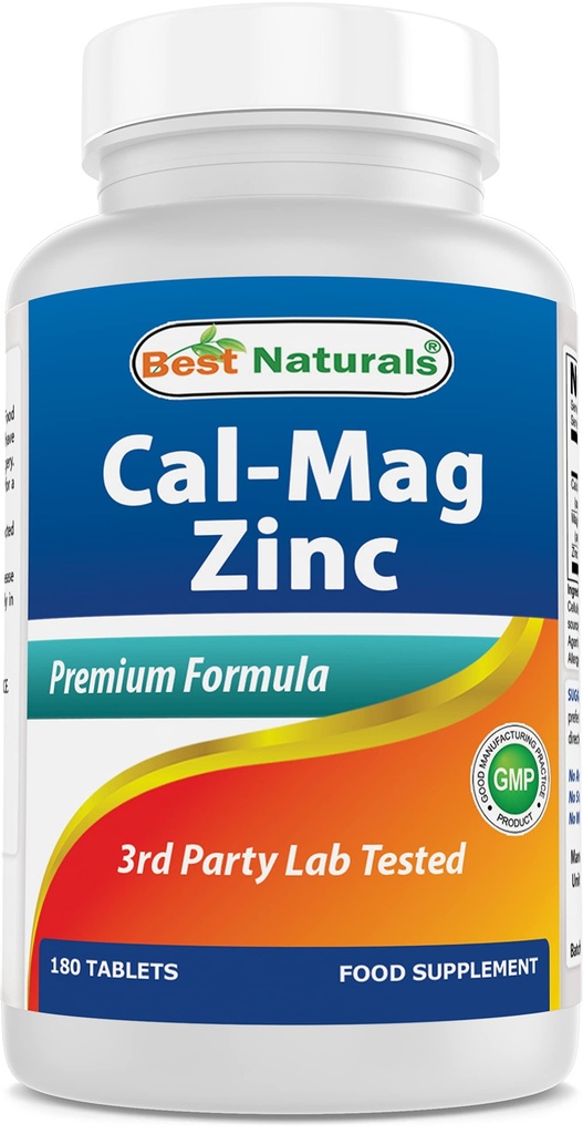 #1 CAL MAG ZINC by Best Naturals - Essential Mineral Complex - Fabricado em uma instalação certificada GMP baseada nos EUA e terceiro partido testado para a pureza. Garantido!!, 180 Comprimidos