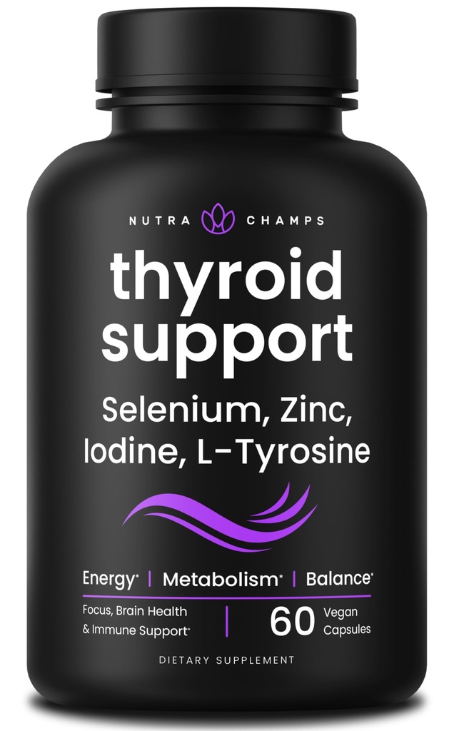 NutraChamps Suporte à tireóide e suporte adrenal Suplemento 2-em-1 Fórmula com Iodine & Ashwagandha para Energia, Metabolismo, Foco, Fadiga Adrenal & Stress Relief, Equilíbrio de Cortisol para Mulheres e Homens