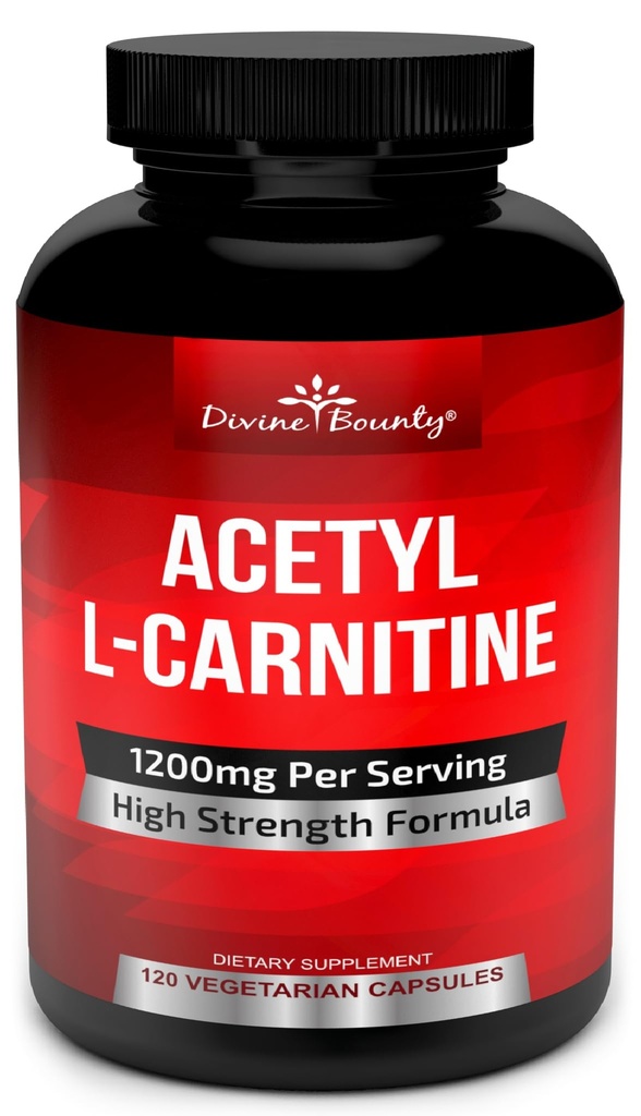 Cápsulas Divinas Acetil L-Carnitina 1200mg Por Serviço - L Carnitina Suplemento 120 Cápsulas Vegetarianas