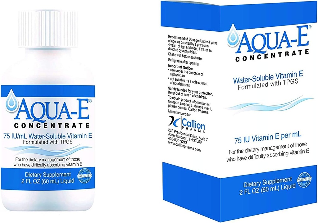 Concentrado Aqua-E 75 UI/ml, Frasco de 60 ml, Vitamina Líquida Útil em Água E