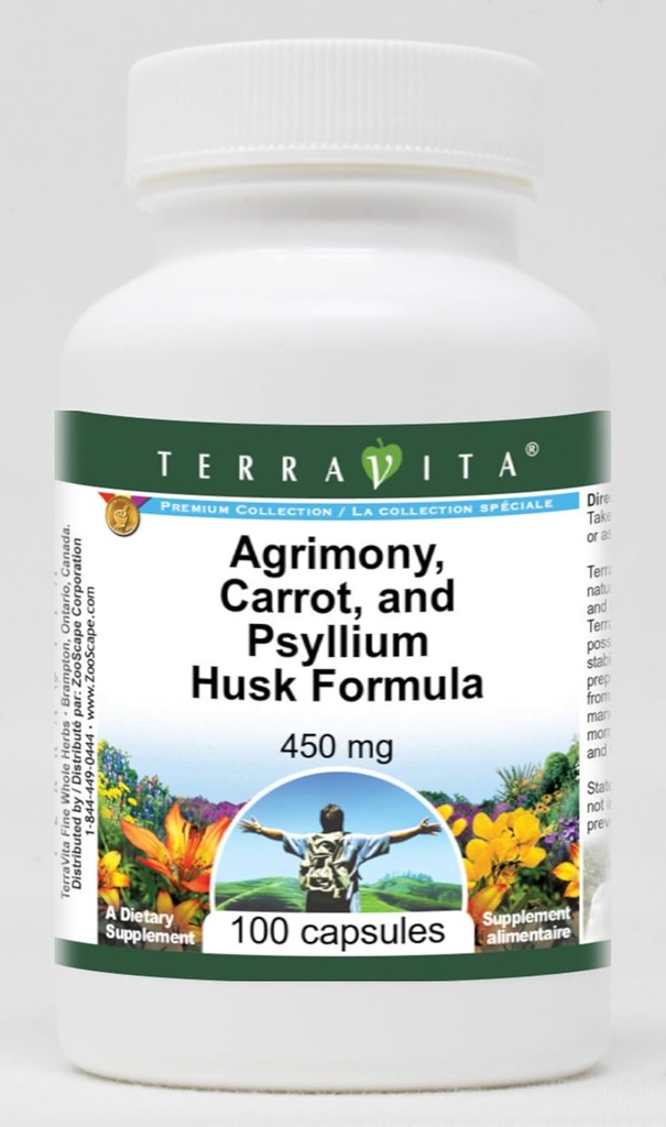 Fórmula Agrimonia, Cenoura e Psilium Husk - 450 mg (100 Cápsulas, ZIN: 516864) - 3 Embalagem