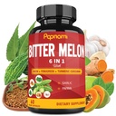 Cápsulas de Extrato de Melão Amargo Orgânico - 60 Comprimidos 2 Mês - Neem Combinado, Fenugreek, Curcumina, Alho & Papaia