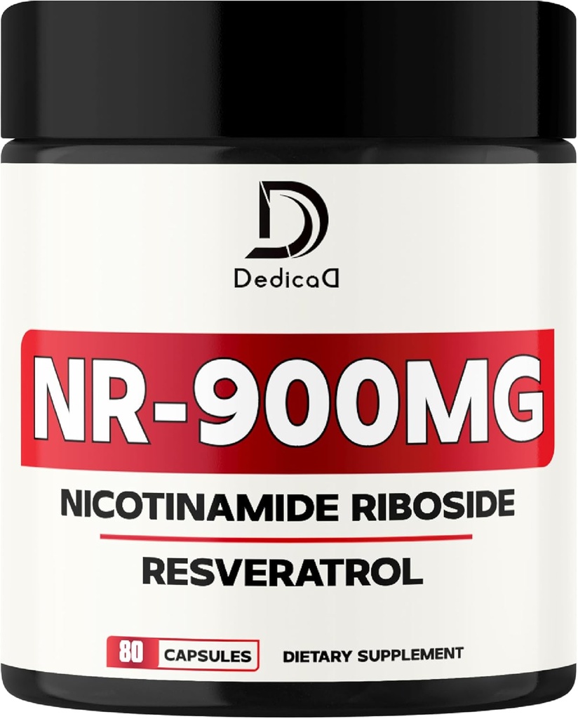NAD Nicotinamida Riboside Resveratrol 900mg Plus Resveratrol 100MG - Produção e Restauração Celular, Poço Envelhecimento, Vitalidade Geral - 80 Cápsulas