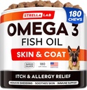 StrellaLab Omega 3 para cães - (180Ct) Fish Oil Treats - Alergia & Itch alívio pele & casaco suplemento - pele seca coceira, anti derramamento e Hot Spots tratamento - Pet Salmon Oil Chews - Flavor salmão fumado