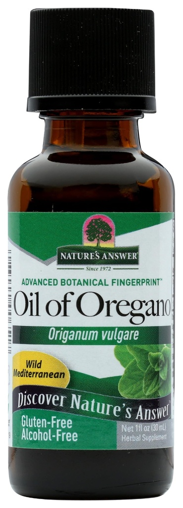 A resposta da natureza Óleo de Folha de Orégano apoia a função intestinal saudável e digestiva, promove globalmente boa saúde e bem-estar, livre de glúten, álcool e sem conservantes 1 oz