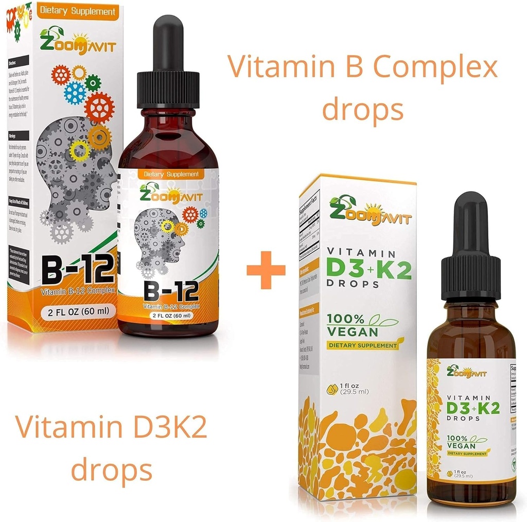 Vitamina B gotas complexas + Vegan Vitamina D3 K2 gotas