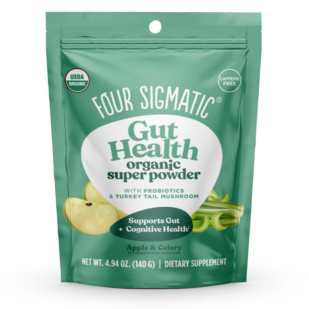 Quatro Verdes Orgânicos Sigmáticos Pó de Superalimentos Verdes em Pó com Probióticos e Prebióticos Super Verdes com Moringa, Chaga e Turquia cauda