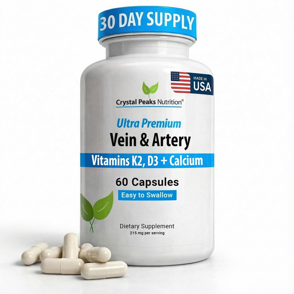 Veia e suplemento de arteria - Suplemento de fluxo de sangue com cálcio - Suporte de circulação de sangue para homens, mulheres - Circulação e suporte de veia - 60 ct