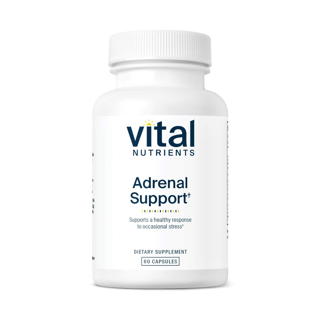 Nutrientes Vitais Suporte Adrenal Suplementos de Suporte Adrenal para Gland Function e Gestão de Cortisol Suporta Níveis de Energia e Estresse Gluten, Dairy, Soy Free 60 Cápsulas