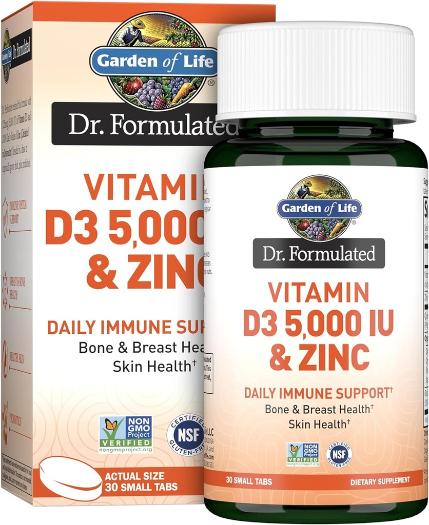 Jardim da vida Quercetin Zinc Uma vez diariamente Imune Suplemento de suporte com vitamina D3 para saúde óssea, saúde da mama e saúde da pele – Dr Formulado – Glúten Livre, Não OGM – 30 Mini Tabs