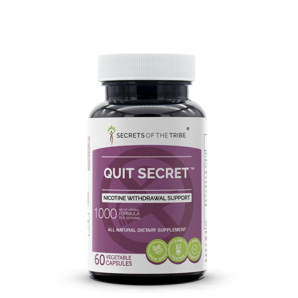 Segredos da tribo - Quit Secret, Suporte de retirada de nicotina, Mistura de Suplementos de Ervas (60 Cápsulas)