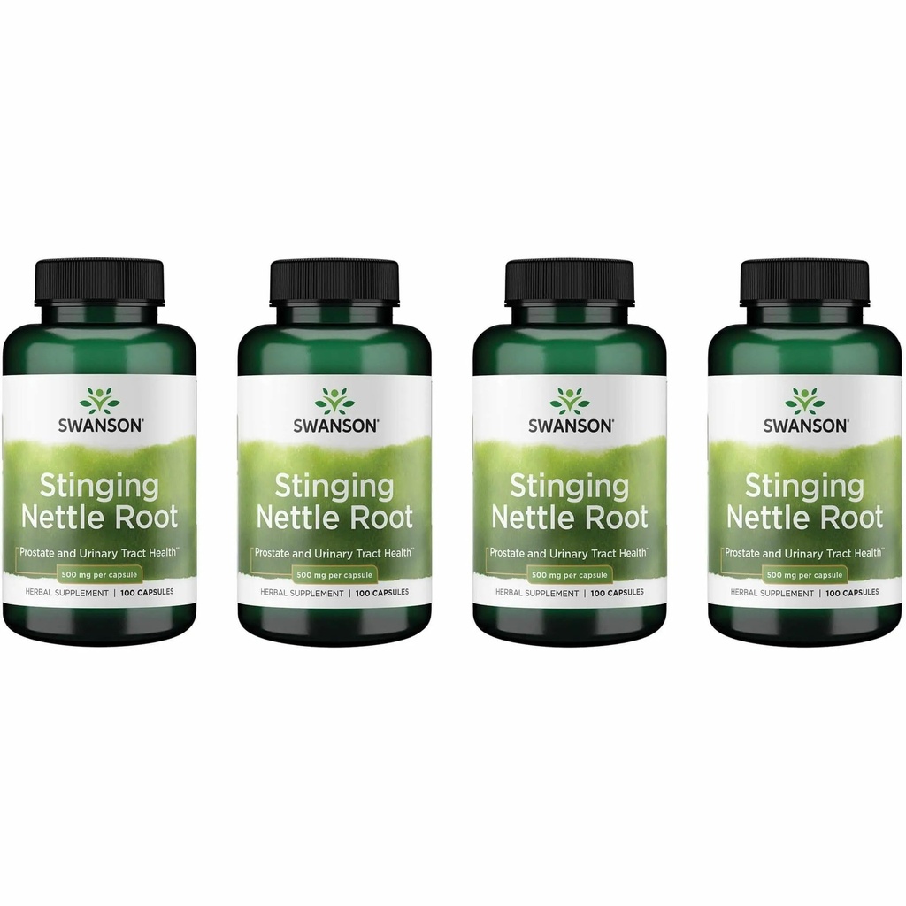 Swanson Stinging Nettle Root (Urtica Dioica) - Suplemento de ervas - (100 cápsulas, 500 mg) (4 embalagem)