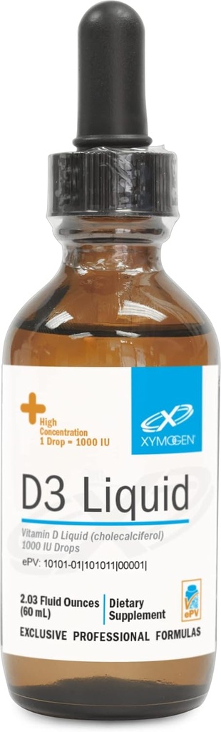 XYMOGEN D3 Líquido - Vitamina D Líquida Gotas com Vitamina D3 para Apoiar a Saúde Imunitária, Osso + Saúde Cardíaca - 1000 UI VIT D por Gota - Micro- Emulsionado para Absorção Melhorada (2,03 oz / 1500 Servimentos)