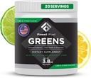 Fossil Fuel Super Greens Powder Premium Superalimento 40+ Nutrientes Orgânicos Verdes Vegetais inteiros Alimentos, Wheatgrass, Spirulina, Kale for Energy, Gut Health, Detox Cleanse (20 Servings)