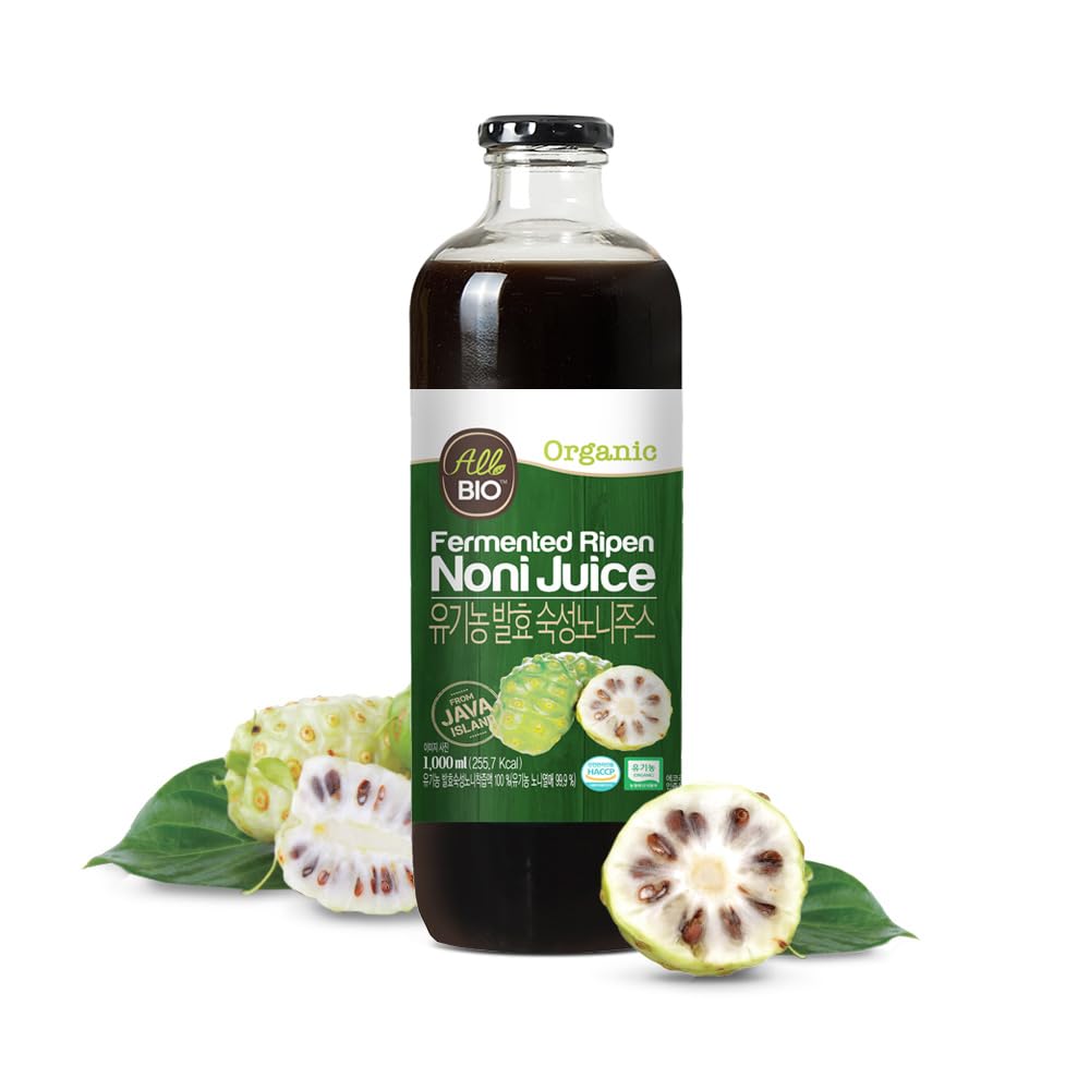 Extrato de suco de NONI orgânico Java - 33,8 fl oz (1L) Garrafa - 100% Resveratrol puro & Noni fermentado por ALLBIO