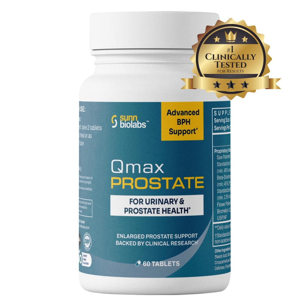 Qmax Próstata com Premium Saw Palmetto - Doutor Formulado Suplemento para BPH, Prostata Ampliada e Suporte ao Fluxo Urinário - Saúde da Próstata para Homens