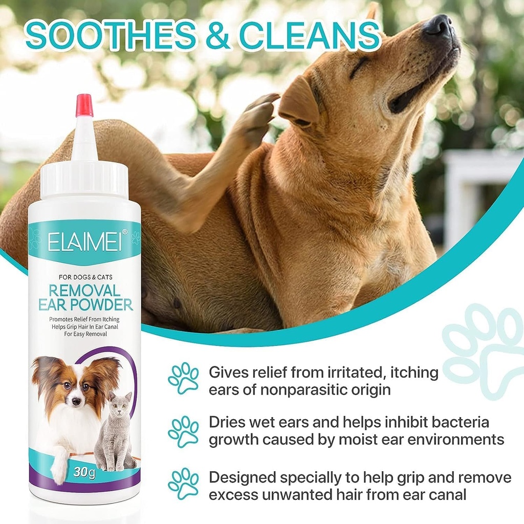 Limpador da orelha do cão, Lavar a orelha para cães e gatos, Remoção do cabelo do ouvido do cão, Tratamento da infecção do ouvido do animal de estimação, Efetivamente Remove Debris, Waxy, Acumulação e Odor da orelha, Acalma Itchy & Orelhas inflamadas