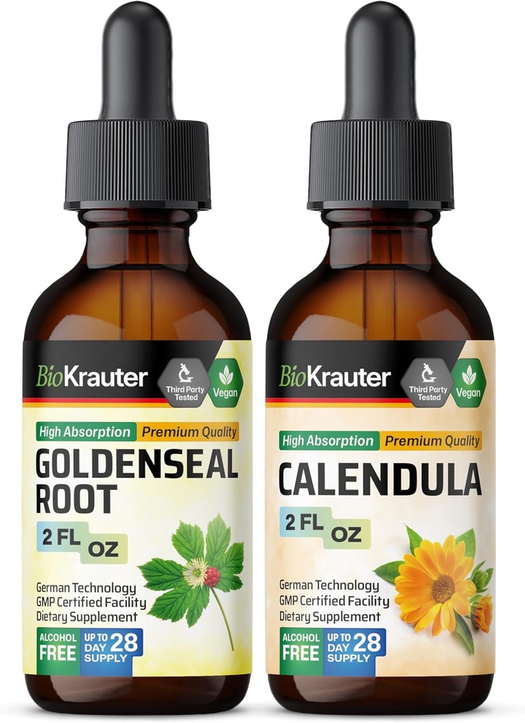 BIO KRAUTER Goldenseal Tintura 2 Fl. Oz. & Calendula Tintura 2 Fl. Oz.