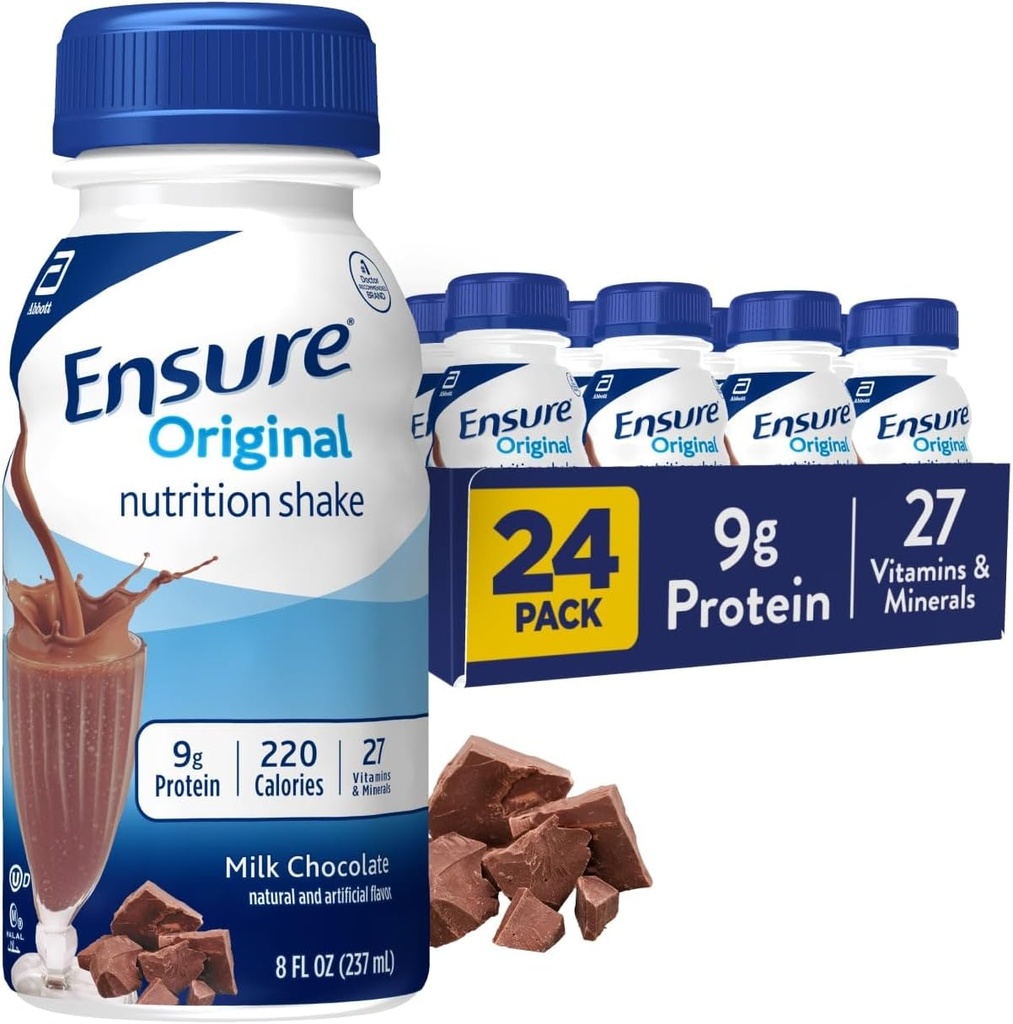 Assegure-se de leite original Chocolate Nutrition Shake .Small Replacement Shake . Pronto para beber .9g de proteína, 27 vitaminas e minerais .