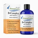 HoneyCombs Vitamina B Complex Drops – Suplemento Líquido com Vitamina B1, B2, B3, B5, B6, B7, B9, B12 & Vitamina C – Super B Complex Vitaminas – Suplemento Líquido Sem Álcool, 16 Fl Oz.