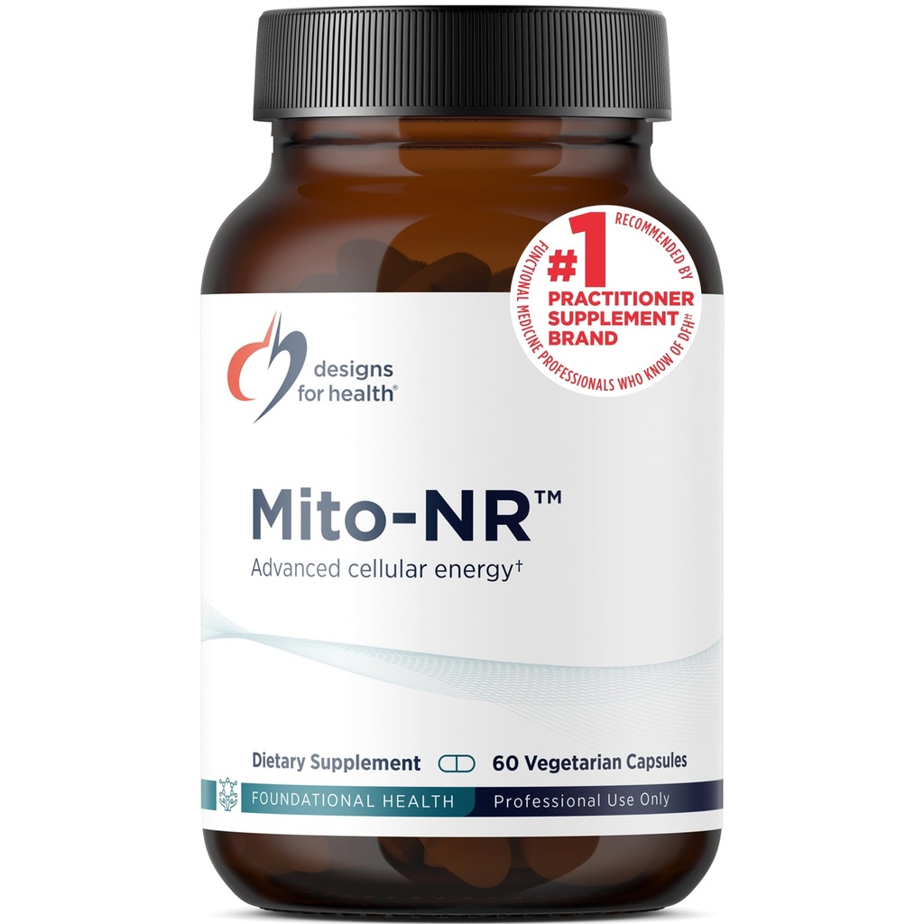 Desenhos para a Saúde Mito-NR - Nicotinamida Riboside (Suplemento NAD) com COQ10 + Trans Geranilgeraniol - NR + GG Suplemento para Apoio Mitocondrial à Saúde Celular (60 Cápsulas)