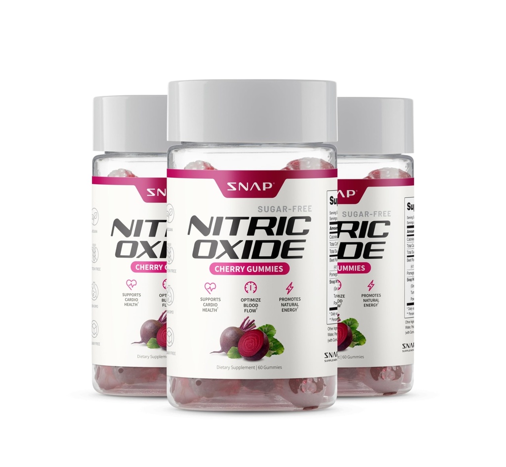 Suplementos de Snap Nitric Oxide Beterraba Gummies raiz - Suporte saudável circulação de sangue, 180 chicletes