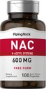 Piping Rock NAC Supplement N-Acetil Cysteine 600mg Ou 100 cápsulas