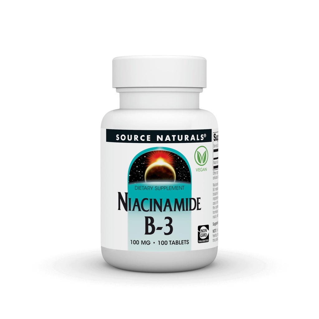 Naturals fonte Niacinamida B-3, 100 mg Suplemento dietético - 100 comprimidos