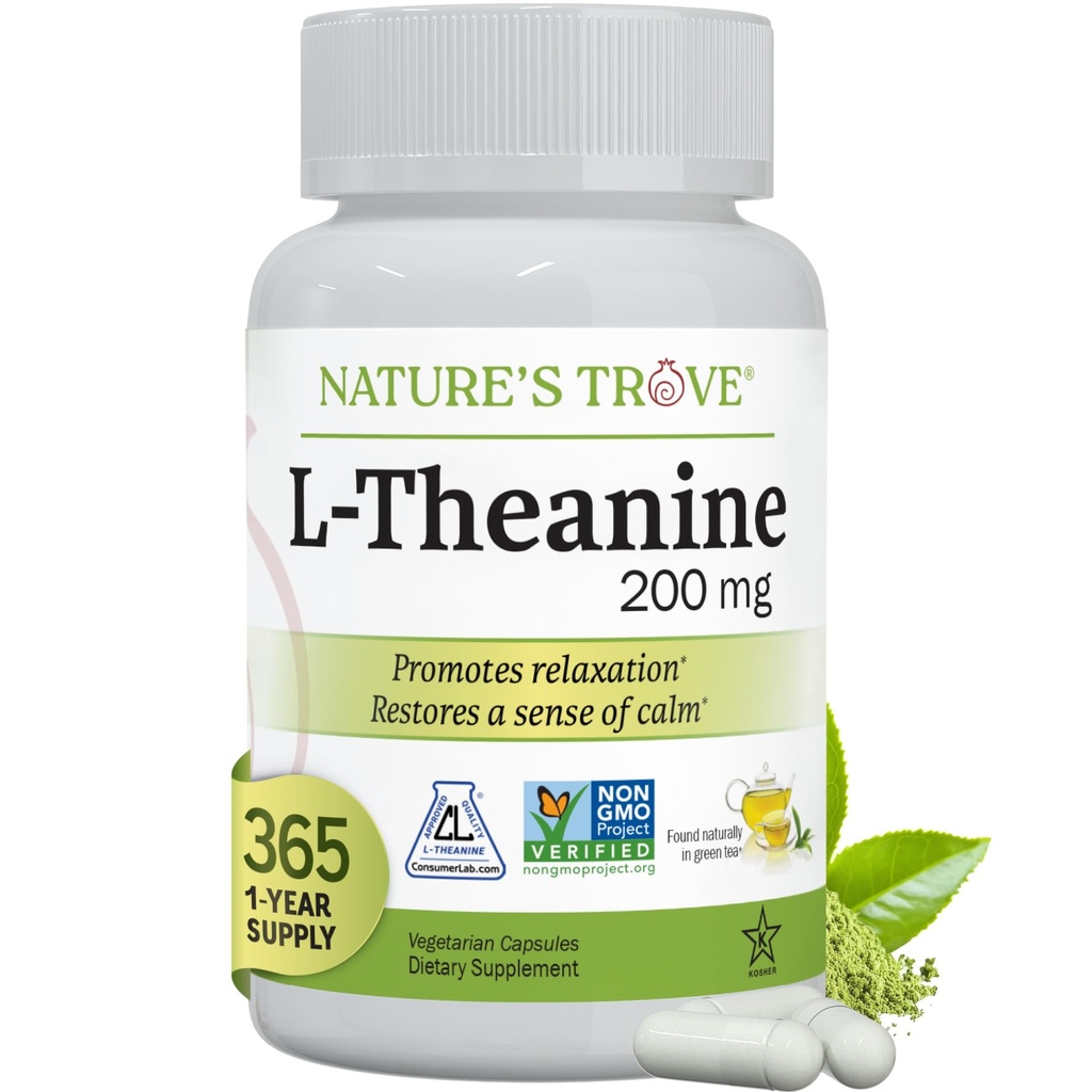 Trove L-Theanina 200mg Super Valor Tamanho - 365 Cápsulas Vegetarianas