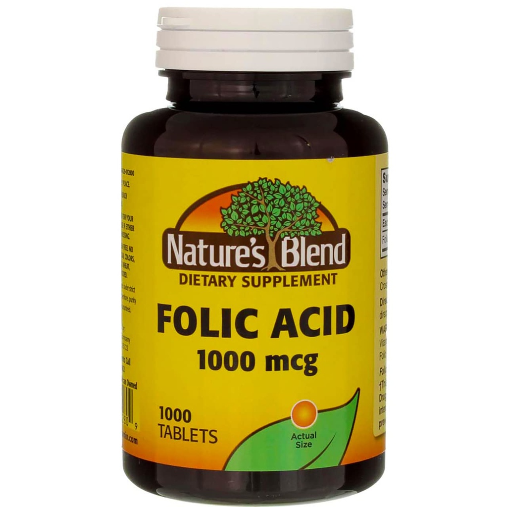 Mistura de Ácido Fólico da Natureza 1000 mcg - 1000 Comprimidos Pacote de 3