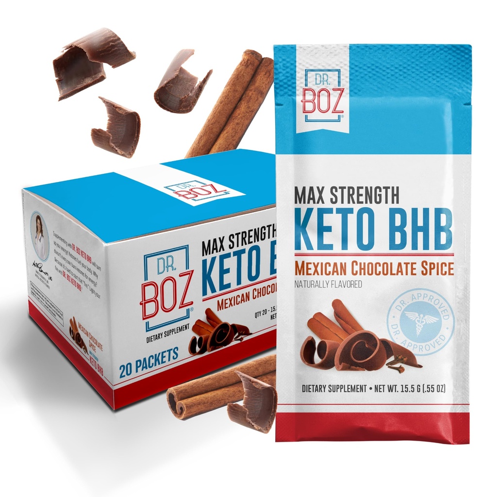 Dr. Boz - Keto BHB Pó - Especiaria de Chocolate Mexicana, 20 Servings - Ketones Drink - Energia & Desejos Reduzidos - Suplemento Dietário de força máxima - Qualidade Testada - Made in the USA - 10.9oz (310g)