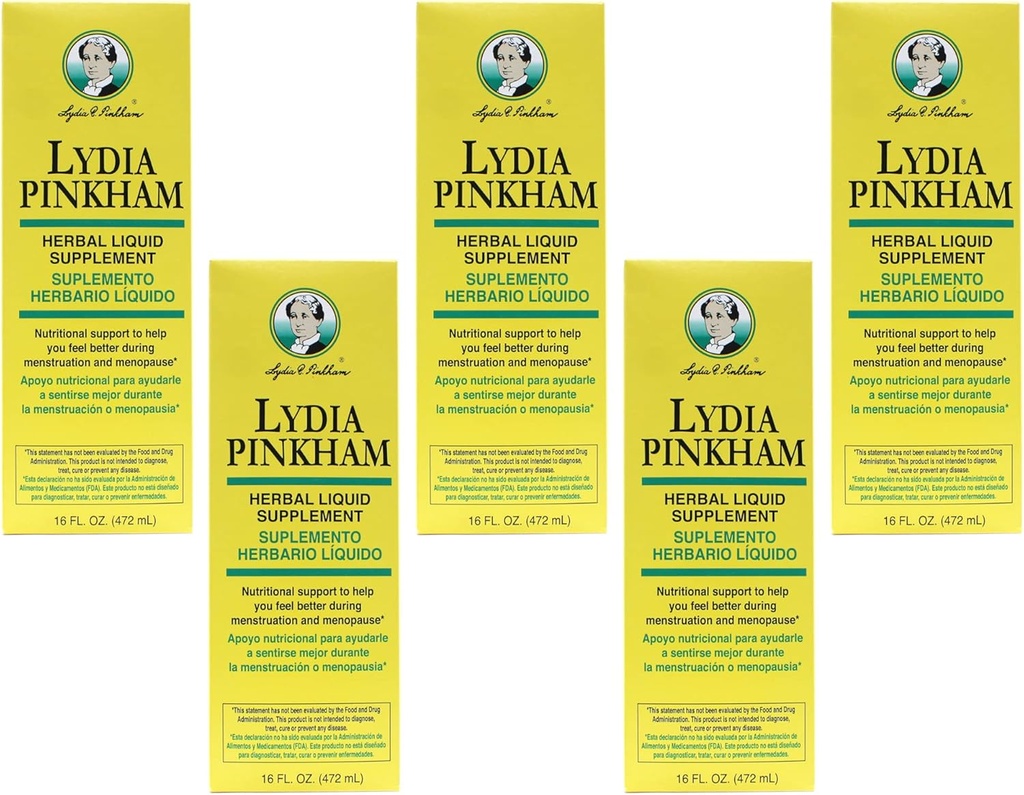 Lydia Pinkham Herbal Liquid Supplement 16 onças (Pacote de 5)