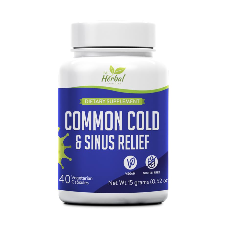 Suplemento Frio Comum - Pressão do Sino e alívio do congestionamento - Alívio de Nariz Runny, espirros, garganta ferida e tosse - Atuação rápida - 100% Natural e Herbal Suplemento
