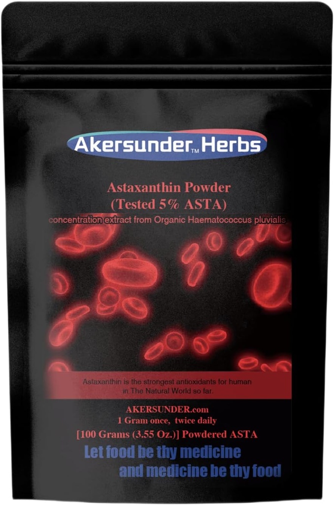 Puro Haematococcus pluvialis Extract Powder, 100 Grams, astaxantina (ASTA) > 5%, mais fortes antioxidantes Suplemento