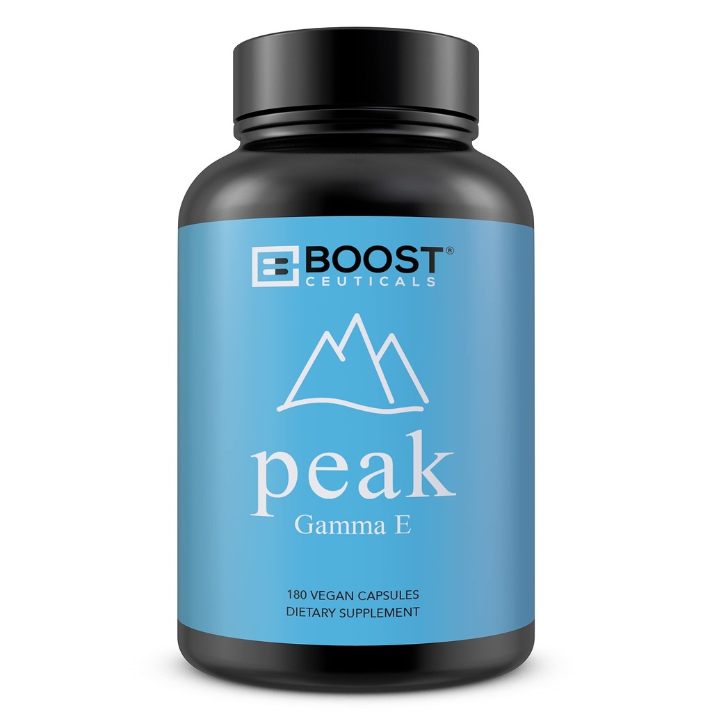 BoostCeuticals Vegan Vitamina e Gamma Tocoferol □180mg Gamma e Per Servindo □ Antioxidante Imunidade Suporte □ Não OGM Sem Estearato de magnésio Não Sílica Gluten Grátis □ 180 Cápsulas