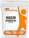 BulkSuplements.com Niacin Powder - Vitamina B3 Suplemento, Niacin 500mg - Niacin Flush, Niacin com Flushing - Glúten Livre, 500mg de Niacin por serviço, 500g (1.1 lbs) (Pacote de 1)