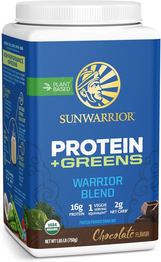 Proteínas Orgânicas Verdes Superalimento em pó de pó de proteína orgânica baseada em plantas Vegan Chocolate saboreado com BCAA Aminoácidos e mistura de superalimentos não-GMO Soja Dairy & Gluten Free (chocolate, 30 Servings)