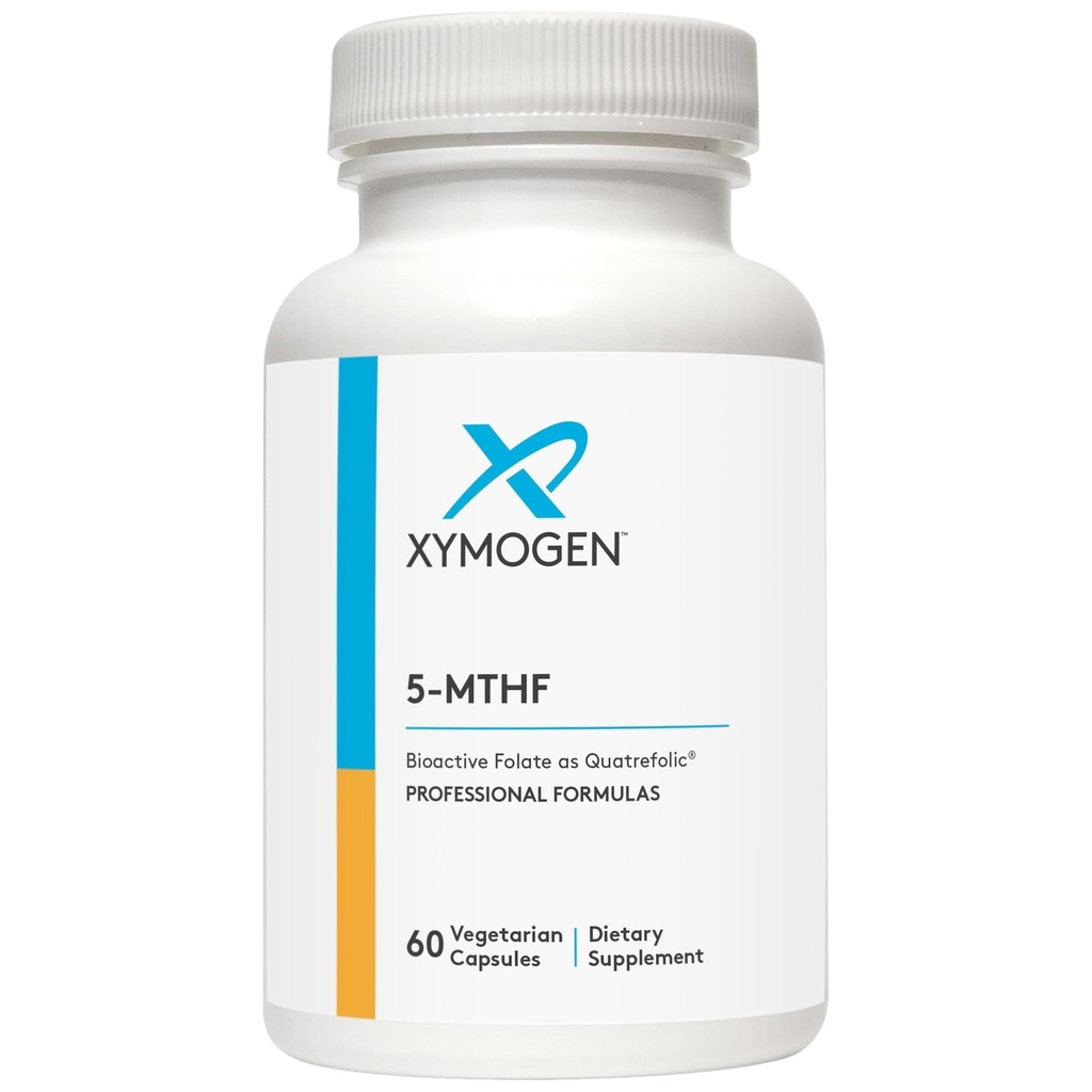 XYMOGEN 5 MTHF - 3.400 mcg DFE Bioactive Folate Supplement as Quatrefolic - Cardiovascular, Mood + Suporte à metilação - Vitamina B Folato de metilo como L Metilfolato (60 Cápsulas)