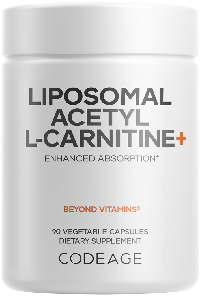 Codificação Acetil-L-Carnitina+ Suplemento - 500 mg Acetil-L-Carnitina por Serviço - Fornecimento de 3 meses, Entrega lipossómica - Suplemento de Alcatro - L-Carnitina - Não-GMO, Gluten-Free, 90 Cápsulas