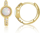 14K Gold Plated 925 Sterling Silver Criado White Opal Huggie Hoop Brincos
