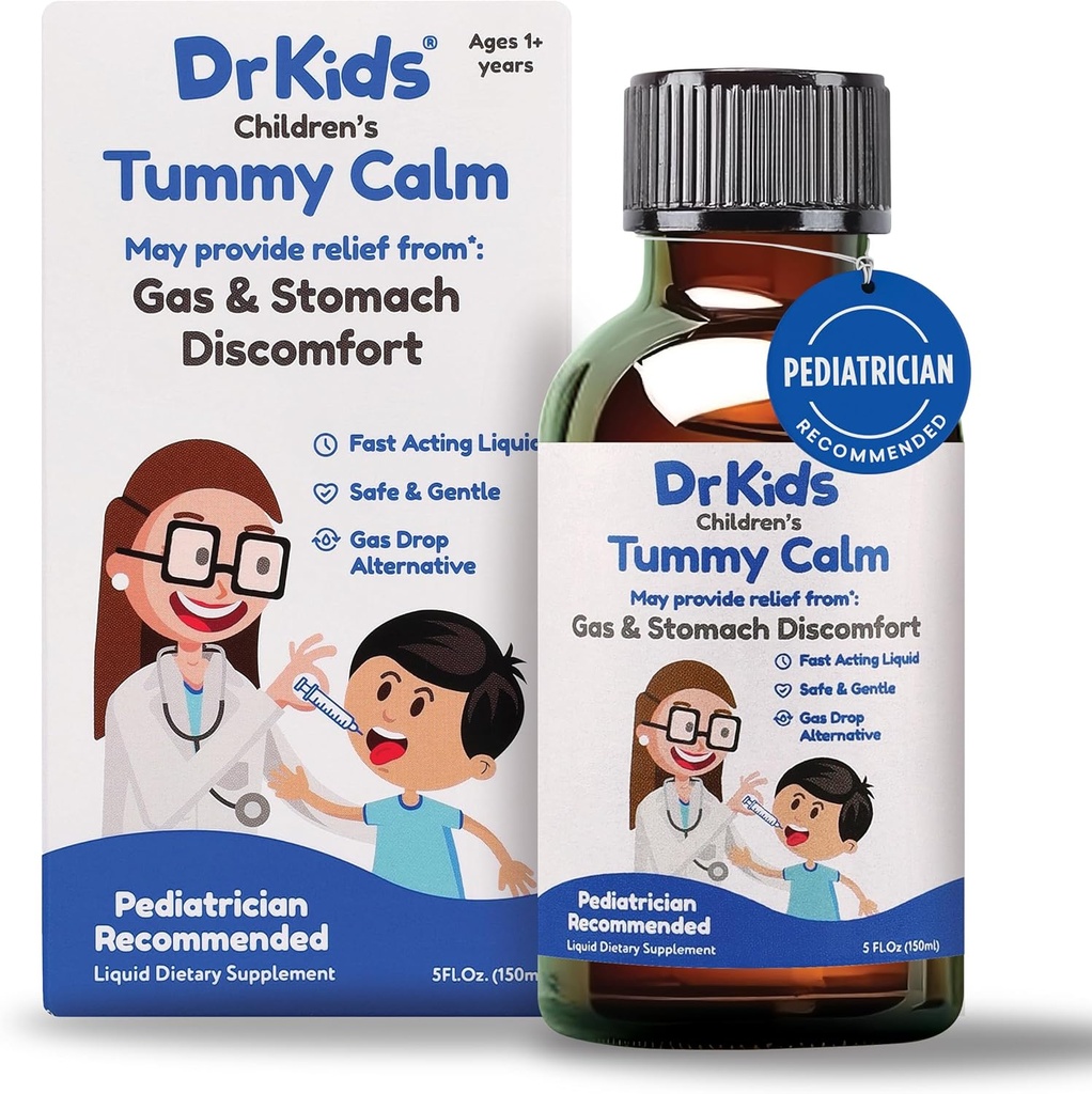 Amortecimento Dr. Crianças alívio de gás e apoio estômago irritado, gotas de gás alternativa para recém-nascidos e crianças, solução oral segura e gentil, alívio natural da constipação, 5 Fl Oz (Pacote de 1)