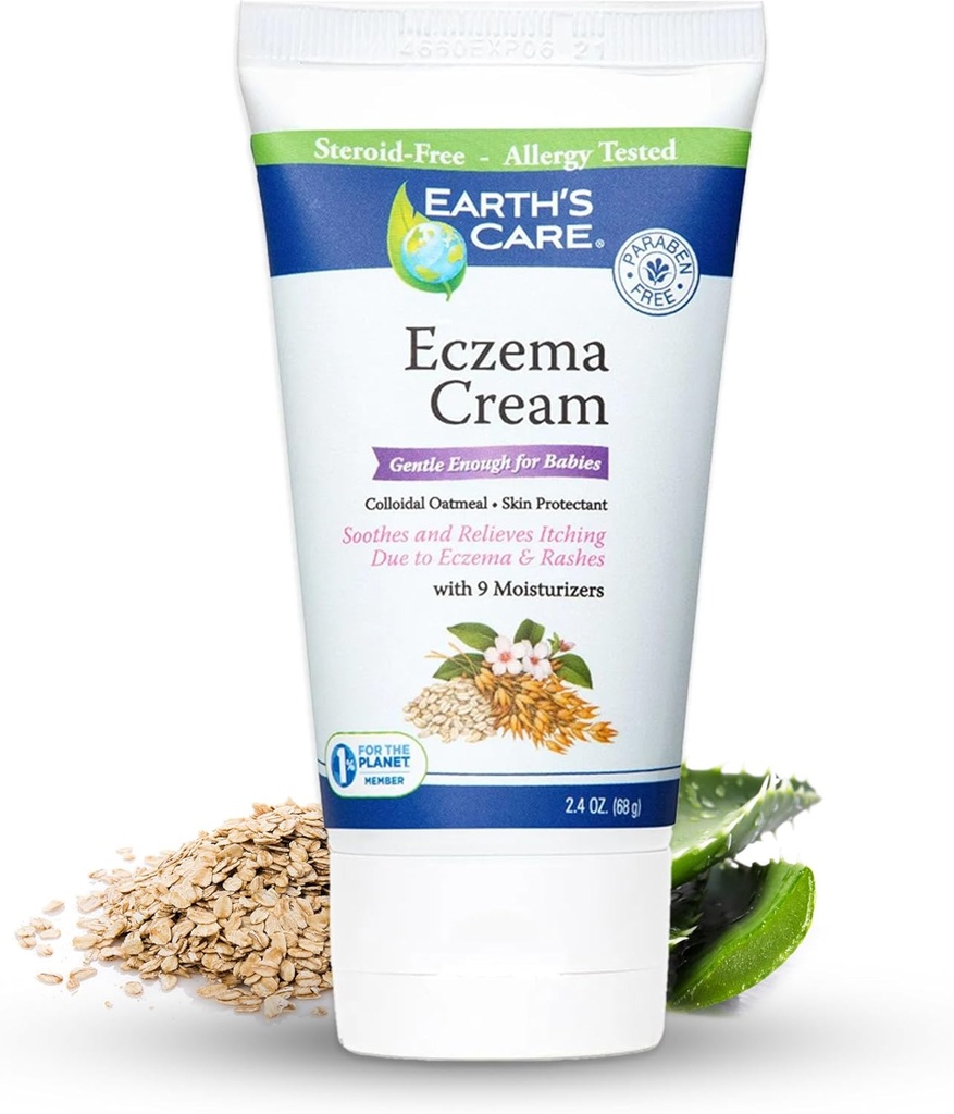 Eczema Creme de cuidados da Terra para adultos e crianças - Coloidal Aveia Eczema Tratamento Creme com 9 Hidratantes - 2,4 OZ