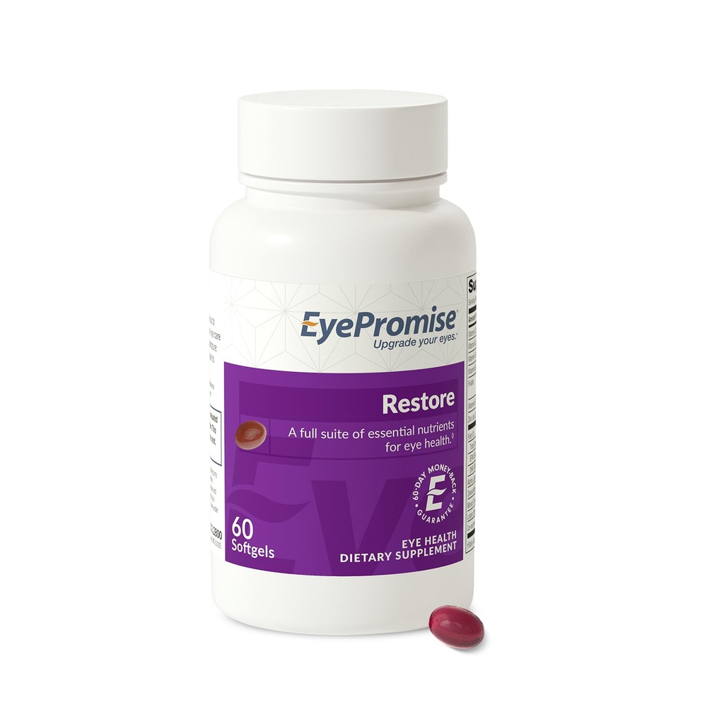 EyePromise Restore Eye Health Supplement - 60 Softgels, fornecimento de 30 dias - Suplemento Omega 3 com Zeaxantina, Lutein, óleo de peixe, EPA, DHA & Vitaminas para a saúde ocular