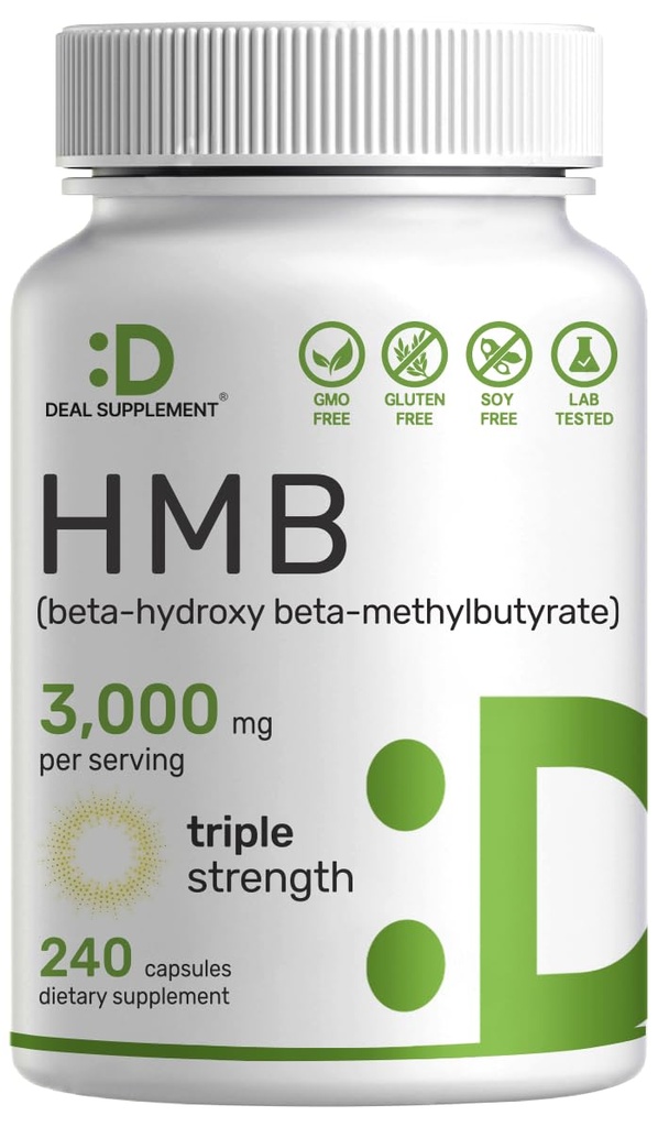 Ultra força HMB Suplementos 3.000mg por serviço, 240 Cápsulas □ Terceiro partido testado □ Suporta crescimento muscular, retenção e massa muscular magra